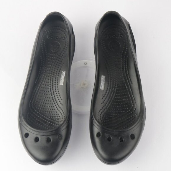 CROCS Womens Kadee Ballet Flat Size 10 Black Slip On Shoe Casual Comfy Beach - Picture 3 of 14